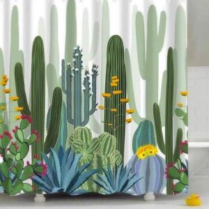Cactus & Flowers Shower Curtain unique and elegant Shower curtain Water Rhino / 180x180cm