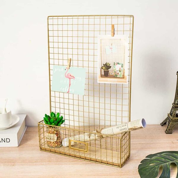 Elementary By Henry | Photo Gold Wire Grid Frame | Wall Grid + Baskets