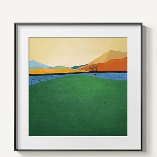 Abstract Mountains | Unframed Canvas Art unique and elegant Canvas print - Wall Art Green / 60x60cm
