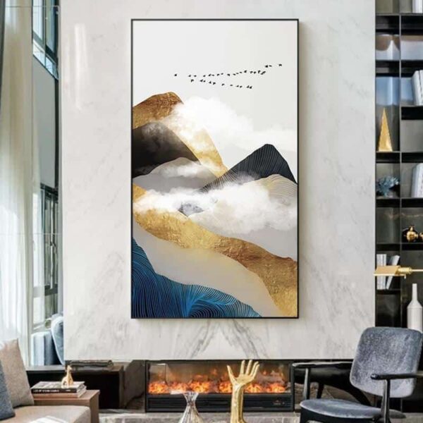 Golden Mountain & Cloud Canvas print - Wall Art A / 80x140cm
