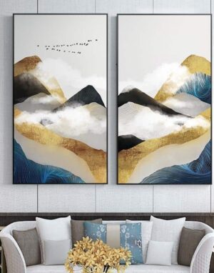 Golden Mountain & Cloud Canvas print - Wall Art