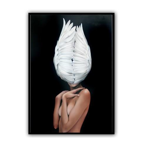 Girl With Angel Wings | Fluffy | Zenk Canvas print - Wall Art Wings of an angel 5 / 50x70cm