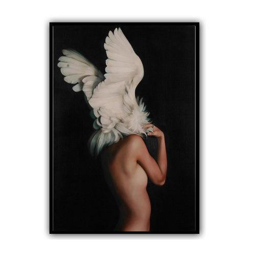 Girl With Angel Wings | Fluffy | Zenk Canvas print - Wall Art Wings of an angel 7 / 50x70cm