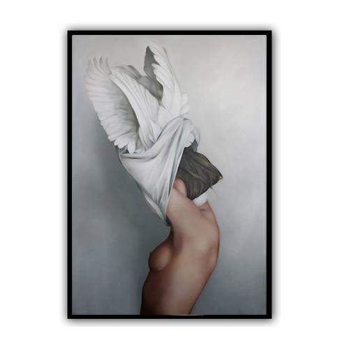 Girl With Angel Wings | Fluffy | Zenk Canvas print - Wall Art Wings of an angel 8 / 50x70cm