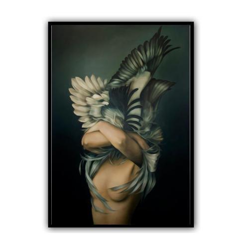 Girl With Angel Wings | Fluffy | Zenk Canvas print - Wall Art Wings of an angel 6 / 50x70cm