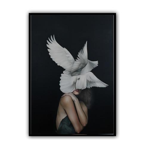 Girl With Angel Wings | Fluffy | Zenk Canvas print - Wall Art Wings of an angel 9 / 50x70cm
