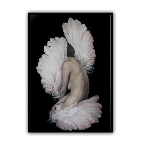 Girl With Angel Wings | Fluffy | Zenk Canvas print - Wall Art Wings of an angel 2 / 50x70cm