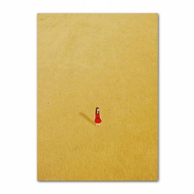 Girl In Yellow Rye Field | Swim Girl Canvas print - Wall Art B / 60X100cm