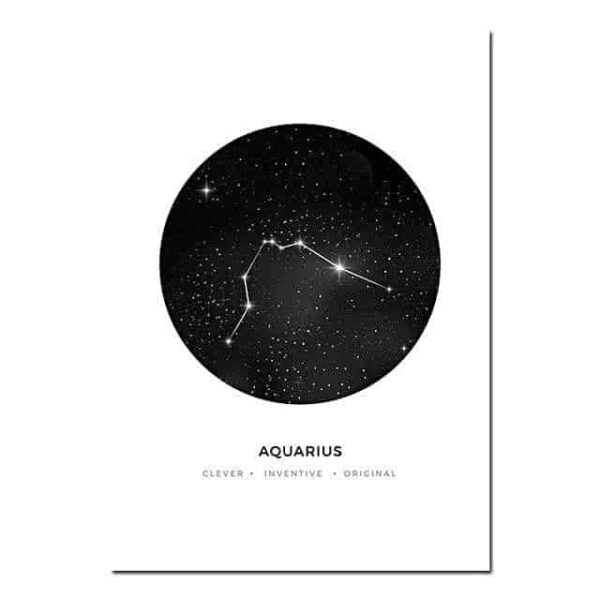 Personal Horoscope | Zodiac Signs Canvas print - Wall Art Aquarius / 40x60cm