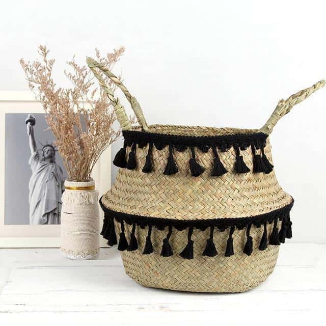 Folding-seaweed-wicker-basket-macrame-decoration-storage-basket-rattan-flower-pot-weaving-garden-flower-pot-storage.jpg_640x640_77e9eb16-af6e-4326-bc98-0532cabea511 Festival by Sebastian Odenberg unique and elegant Plant pot Black / 32cmX28cm