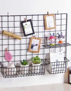 Exploration | Shelf with Baskets | Metal Wire Grid | Wall Creative Panel Shelf