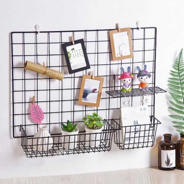 Exploration | Shelf With Baskets | Metal Wire Grid | Wall Creative Panel