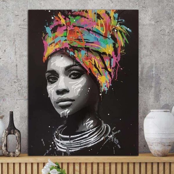 African Woman | Girl With An Attitude | Unframed Canvas Art unique and elegant Canvas print - Wall Art