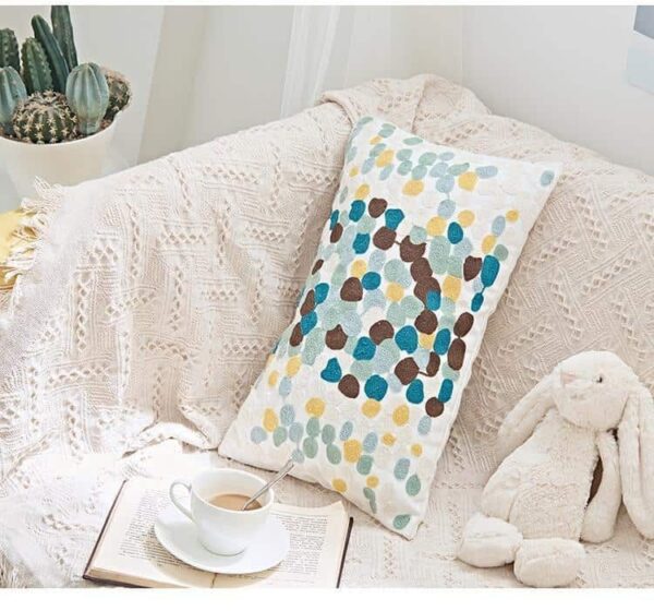 Cinnamon Colorful Dots Embroidery Cushion Pillow