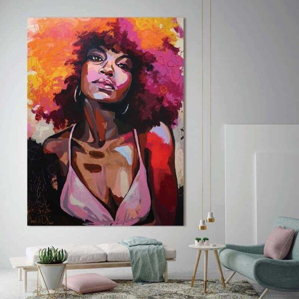 African Woman | Girl With An Attitude | Unframed Canvas Art unique and elegant Canvas print - Wall Art