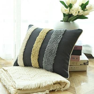 Floraisons Dots Embroidery Cushion Pillow Lines