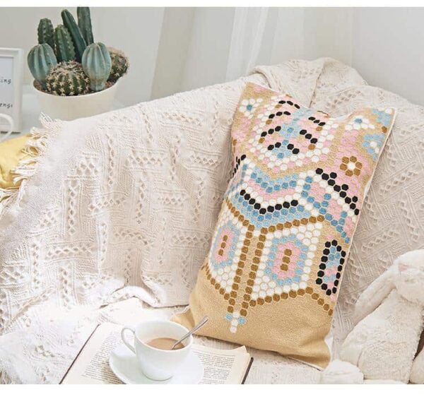 Cinnamon Colorful Dots Embroidery Cushion Pillow