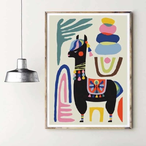 Alpaca Black   | Unframed Canvas Art Unique And Elegant Canvas Print - Wall Art Sheep / 60X80 Cm