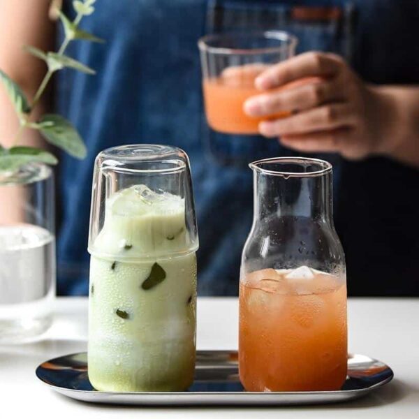 Lunas Glass Bottle+Cup Glass Tea Pot