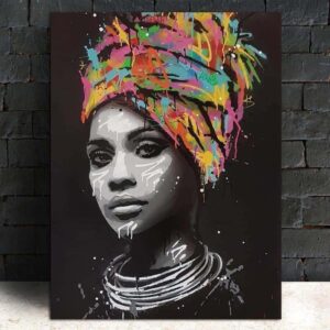 African Woman | Girl With An Attitude | Unframed Canvas Art unique and elegant Canvas print - Wall Art Africa soul / 60x90cm