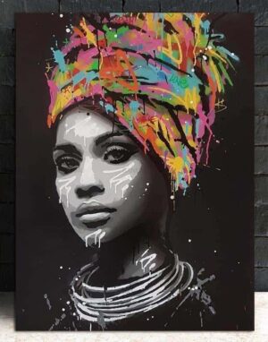 African Woman | Girl With An Attitude | Unframed Canvas Art unique and elegant Canvas print - Wall Art Africa soul / 60x90cm