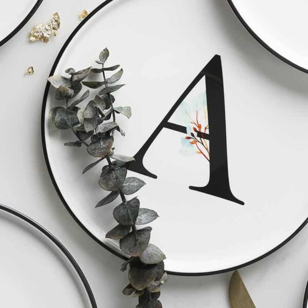Alphabet Monochrome Plate unique and elegant Plates