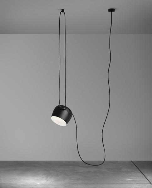 Hektor Drum Spot Pendant Lamp Pendant lighting Deep black / 1 head / 350 cm