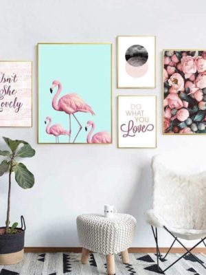 Flamingo & Pink Rhapsody | Unframed Canvas Art unique and elegant Canvas print - Wall Art