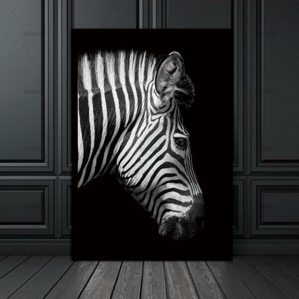 Straight Zebra Black & White | Unframed Canvas Art