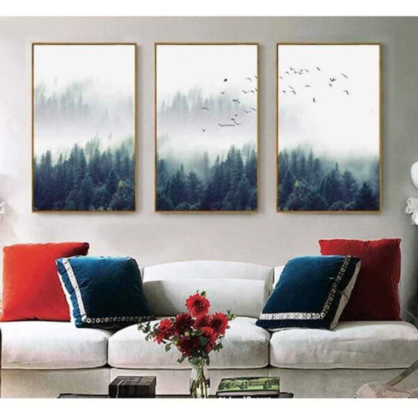 Fabulous Trio Foggy Forest | Zenk | Unframed Canvas Art unique and elegant Canvas print - Wall Art