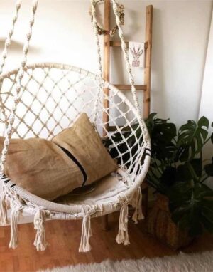 Hannes Malmström Handmade Knitted Hammock Swing Bed Swing chair Bohemian rhapsody / White