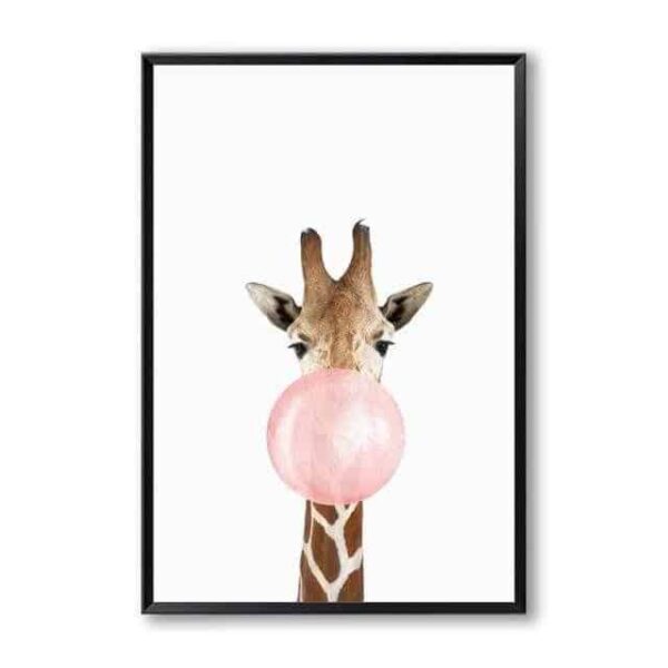 Happy Animals - Say Cheese Canvas print - Wall Art Giraffe / 60x80cm