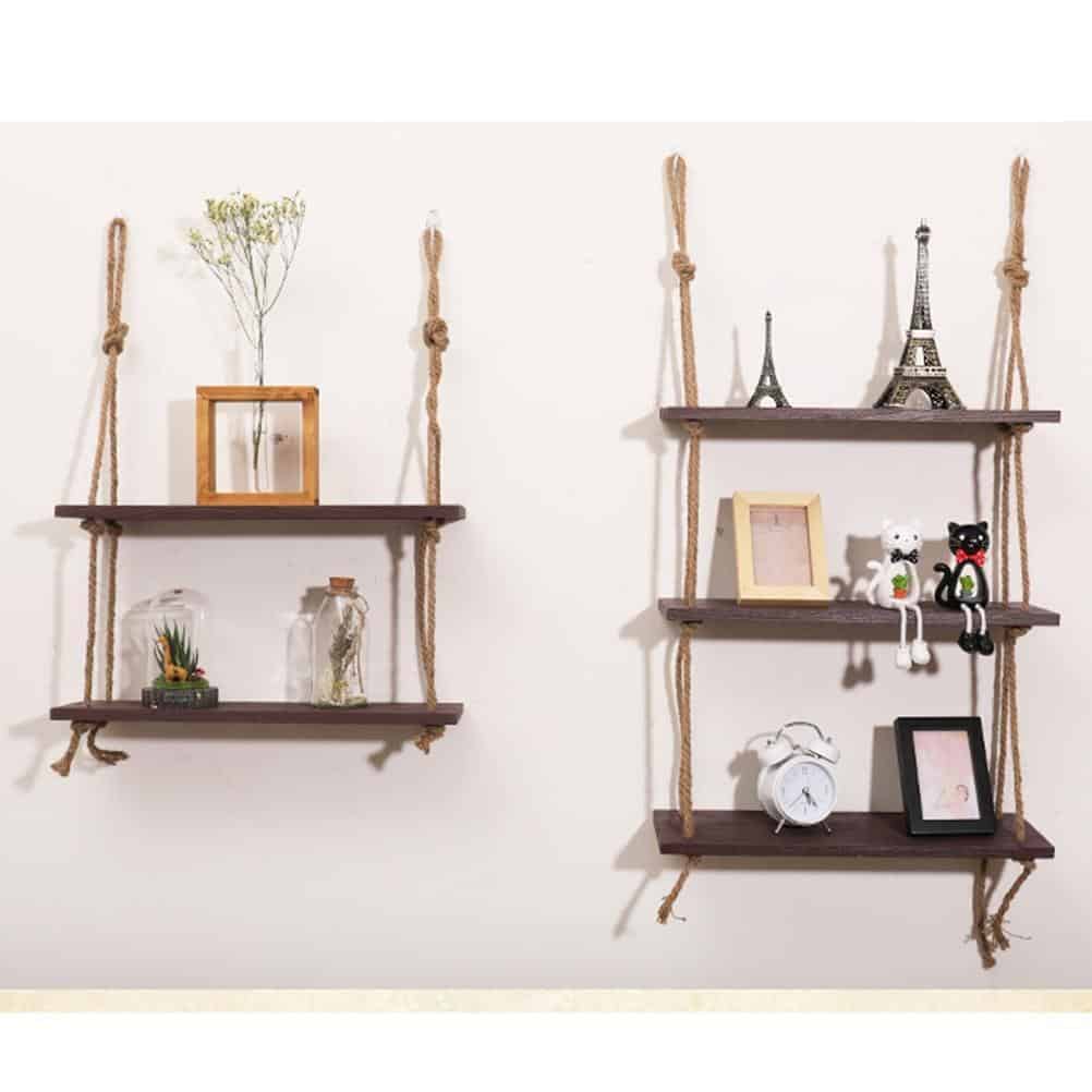Essence by Shields Shelf | Wooden Hanging Shelf Swing Rope Shelf