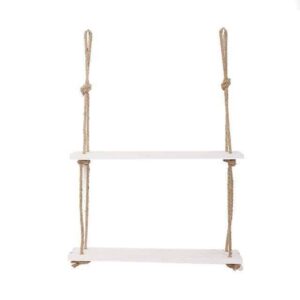 Essence by Shields Shelf | Wooden Hanging Shelf Swing Rope Shelf White 1
