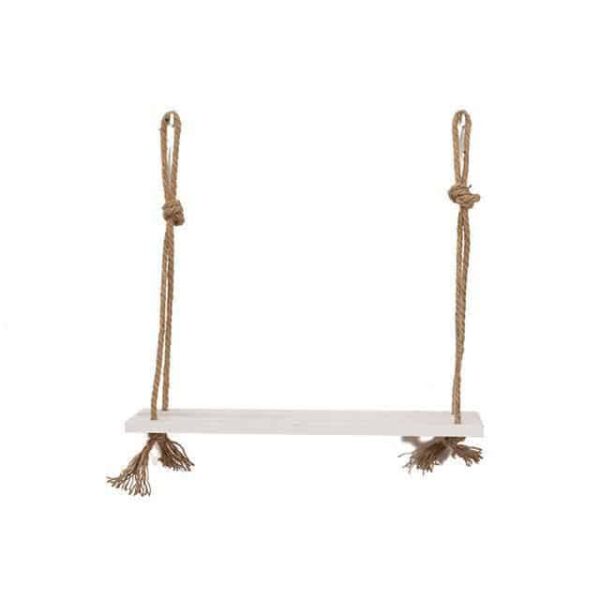 Essence by Shields Shelf | Wooden Hanging Shelf Swing Rope Shelf White
