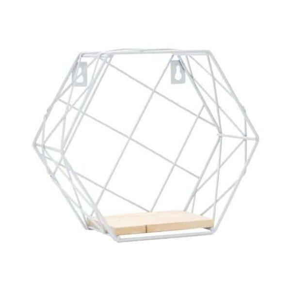 Blankenship by Shields Shelf | Hexagonal Geometric Iron Grid Shelf Shelf White XO / Medium
