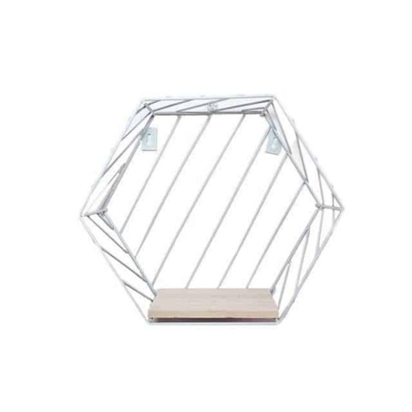 Blankenship by Shields Shelf | Hexagonal Geometric Iron Grid Shelf Shelf White IO / Large