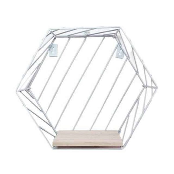 Blankenship by Shields Shelf | Hexagonal Geometric Iron Grid Shelf Shelf White IO / Medium