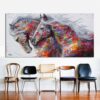 Big Running Horse Multicolor | Unframed Canvas Art unique and elegant Canvas print - Wall Art 28X56 inch