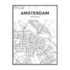 Minimalist City Map Canvas Print - Wall Art 60X90 Cm / Amsterdan