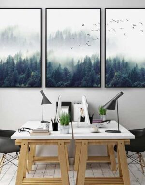 Fabulous Trio Foggy Forest | Zenk | Unframed Canvas Art unique and elegant Canvas print - Wall Art