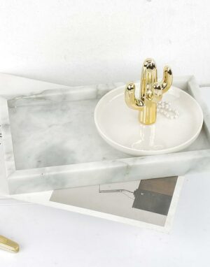 Angebianco Bianco Carrarra White Marble Tray/Serving Plate unique and elegant Tray