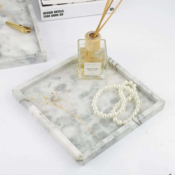 Angebianco Bianco Carrarra White Marble Tray/Serving Plate unique and elegant Tray 25x25cm
