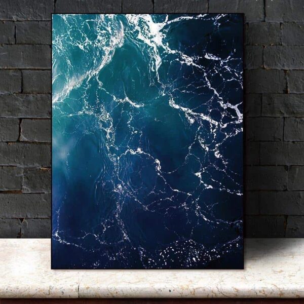 Walter | Perfect Sea Waves | Unframed Canvas Art unique and elegant Canvas print - Wall Art Arctic blue / 60cmX90cm