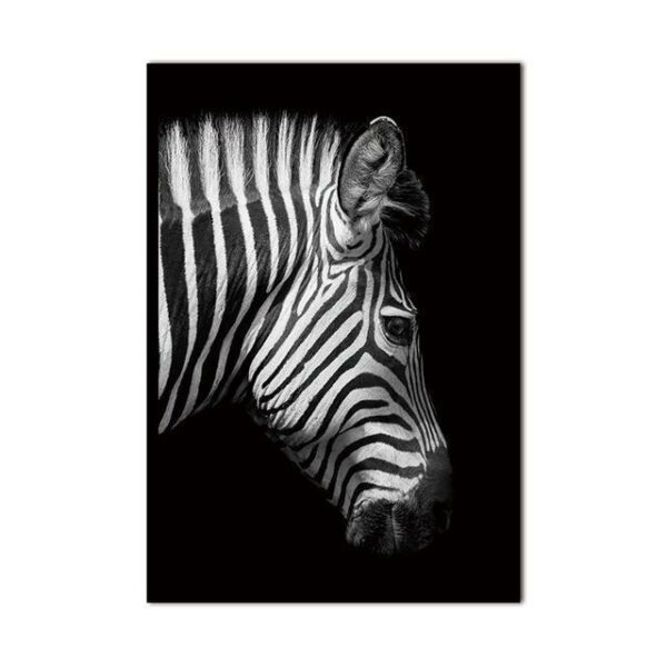 Straight Zebra B&W Canvas print - Wall Art Side / 60x90cm