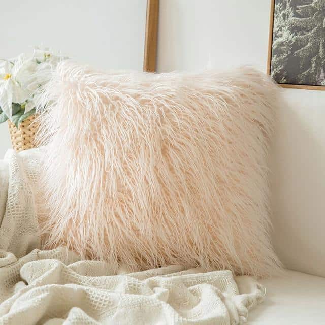 product-image-868474929 Comfy Fluffy Faux Celiné Cushion Pillow Pink / 60x60cm