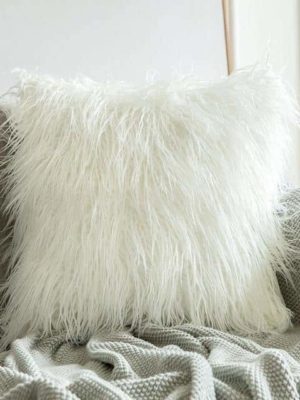 Comfy Fluffy Faux Celiné Cushion Pillow White / 60x60cm