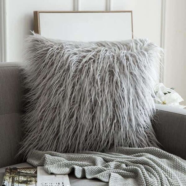 Comfy Fluffy Faux Celiné Cushion Pillow Light Gray / 60x60cm