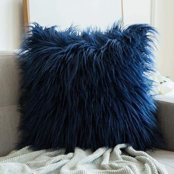 Comfy Fluffy Faux Celiné Cushion Pillow Blue / 60x60cm