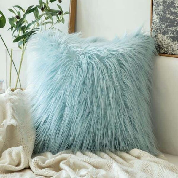 Comfy Fluffy Faux Celiné Cushion Pillow Water Blue / 60x60cm